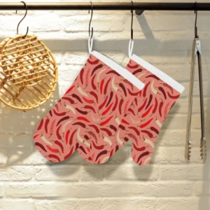Beautiful Chili Peppers Pattern Heat Resistant Oven Mitts Pot Holders Set