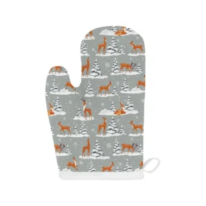 Beautiful Deer Winter Christmas Heat Resistant Oven Mitts Pot Holders Set