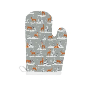 Beautiful Deer Winter Christmas Heat Resistant Oven Mitts Pot Holders Set