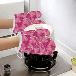 Beautiful Dragonfly Pink Background Heat Resistant Oven Mitts Pot Holders Set