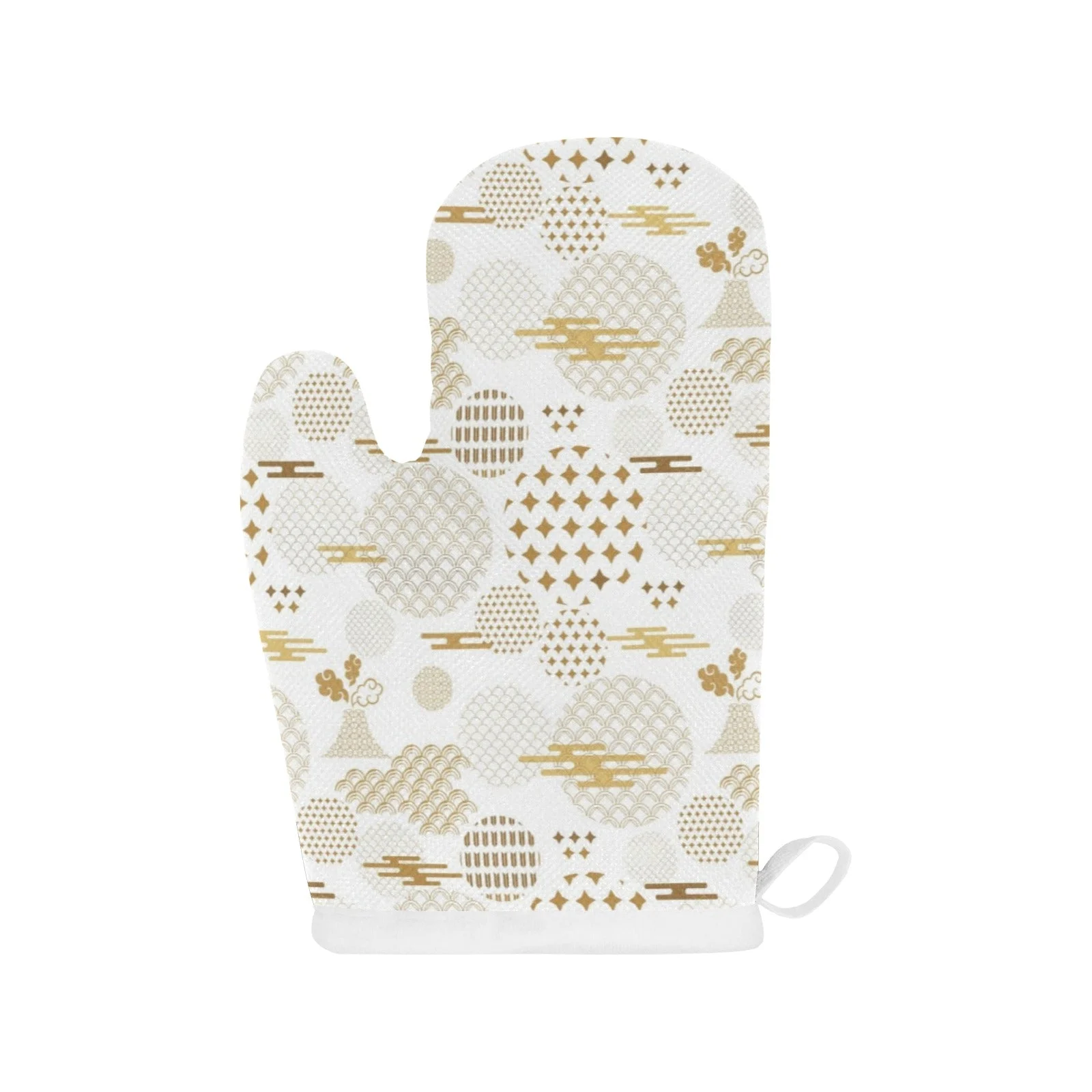 Beautiful Gold Japanese Pattern Heat Resistant Oven Mitts Pot Holders Set Beautiful Gold Japanese Pattern Heat Resistant Oven Mitts Pot Holders Set