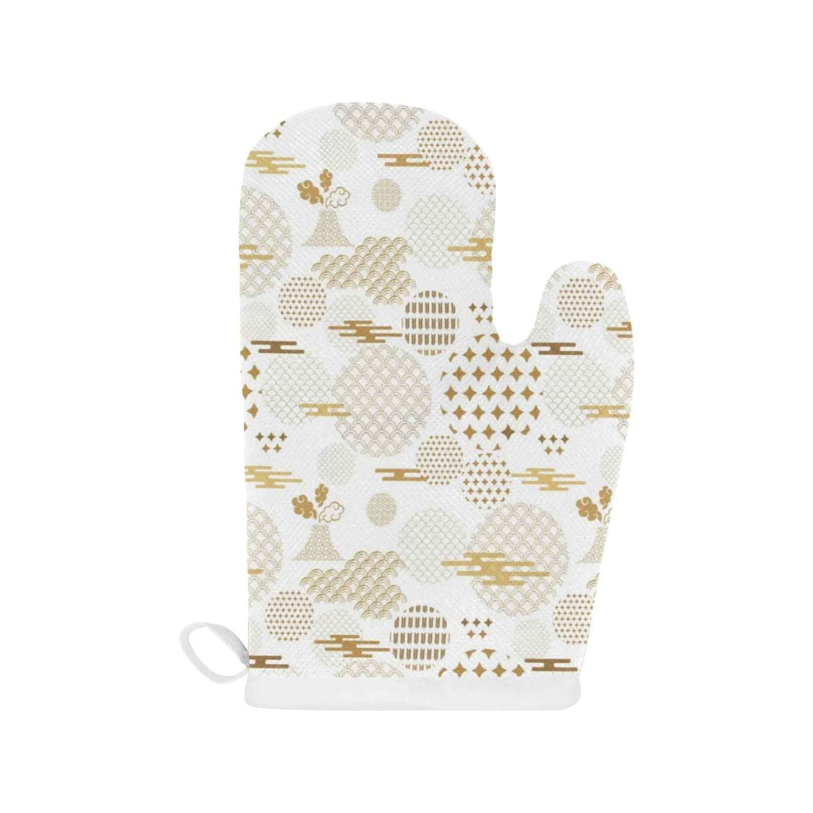 Beautiful Gold Japanese Pattern Heat Resistant Oven Mitts Pot Holders Set Beautiful Gold Japanese Pattern Heat Resistant Oven Mitts Pot Holders Set