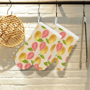 Beautiful Guava Pattern Heat Resistant Oven Mitts Pot Holders Set
