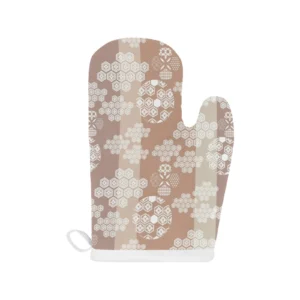 Beautiful Hexagon Japanese Pattern Heat Resistant Oven Mitts Pot Holders Set