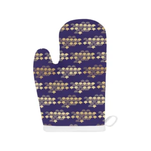 Beautiful Japanese Fan Pattern Heat Resistant Oven Mitts Pot Holders Set