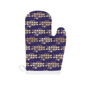 Beautiful Japanese Fan Pattern Heat Resistant Oven Mitts Pot Holders Set