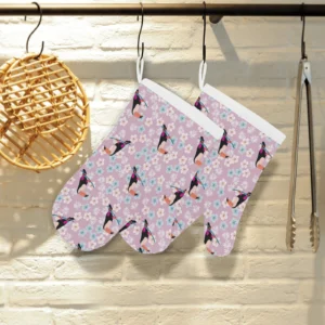 Beautiful Toucan Flower Leaves Heat Resistant Oven Mitts Pot Holders Set