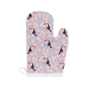 Beautiful Toucan Flower Leaves Heat Resistant Oven Mitts Pot Holders Set