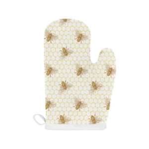 Bee Honeycomb Seamless Design Pattern Heat Resistant Oven Mitts Pot Holders Set