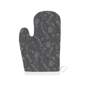 Beer Hand Drawn Pattern Heat Resistant Oven Mitts Pot Holders Set