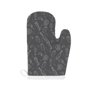 Beer Hand Drawn Pattern Heat Resistant Oven Mitts Pot Holders Set