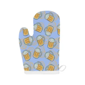 Beer Pattern Heat Resistant Oven Mitts Pot Holders Set