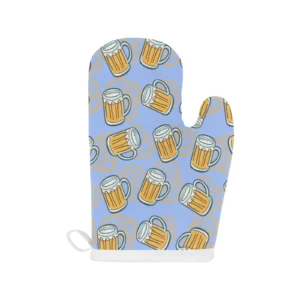 Beer Pattern Heat Resistant Oven Mitts Pot Holders Set