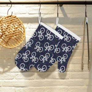 Bicycle Pattern Print Design 03 Heat Resistant Oven Mitts Pot Holders Set