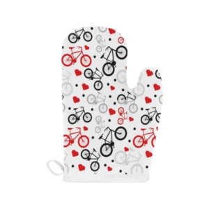 Bicycle Pattern Print Design 04 Heat Resistant Oven Mitts Pot Holders Set