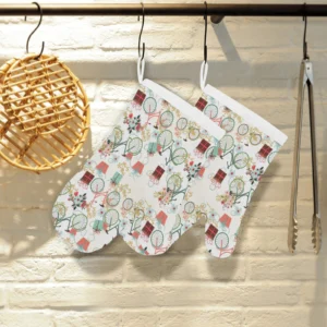 Bicycle Pattern Print Design 05 Heat Resistant Oven Mitts Pot Holders Set