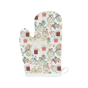 Bicycle Pattern Print Design 05 Heat Resistant Oven Mitts Pot Holders Set