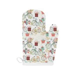 Bicycle Pattern Print Design 05 Heat Resistant Oven Mitts Pot Holders Set