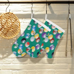 Billiard Ball Pattern Print Design 01 Heat Resistant Oven Mitts Pot Holders Set