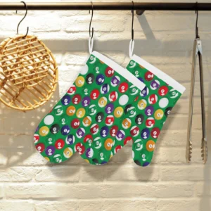 Billiard Ball Pattern Print Design 02 Heat Resistant Oven Mitts Pot Holders Set
