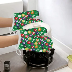 Billiard Ball Pattern Print Design 02 Heat Resistant Oven Mitts Pot Holders Set