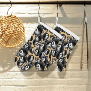 Billiard Ball Pattern Print Design 04 Heat Resistant Oven Mitts Pot Holders Set