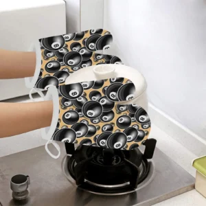 Billiard Ball Pattern Print Design 04 Heat Resistant Oven Mitts Pot Holders Set