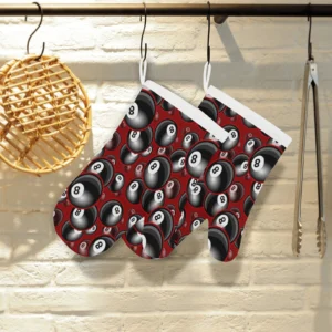 Billiard Ball Pattern Print Design 05 Heat Resistant Oven Mitts Pot Holders Set