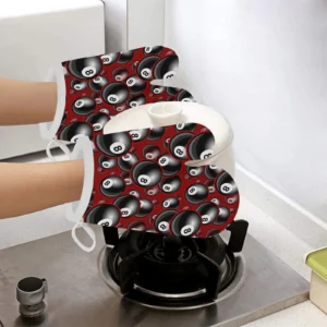 Billiard Ball Pattern Print Design 05 Heat Resistant Oven Mitts Pot Holders Set