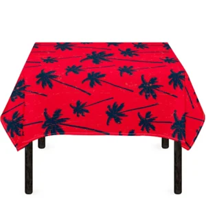 Black Red Palm Tree Pattern Print Tablecloth Kitchen Decor Home Decor