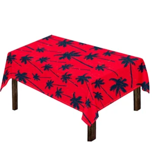 Black Red Palm Tree Pattern Print Tablecloth Kitchen Decor Home Decor