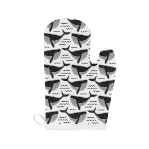 Black Whale Pattern Heat Resistant Oven Mitts Pot Holders Set