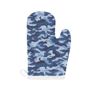 Blue Camouflage Pattern Heat Resistant Oven Mitts Pot Holders Set
