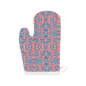 Blue Red Eiffel Tower Pattern Print Design 02 Heat Resistant Oven Mitts & Pot Holders Set