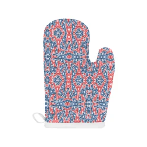 Blue Red Eiffel Tower Pattern Print Design 02 Heat Resistant Oven Mitts & Pot Holders Set