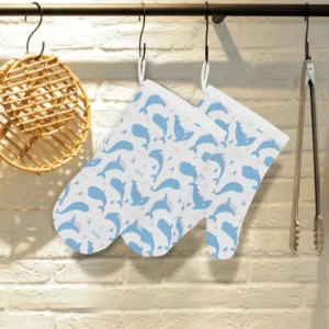 Blue Whale Pattern Heat Resistant Oven Mitts Pot Holders Set
