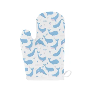 Blue Whale Pattern Heat Resistant Oven Mitts Pot Holders Set