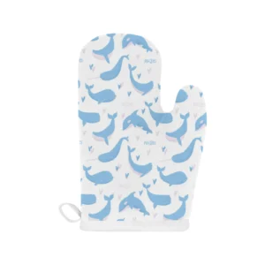 Blue Whale Pattern Heat Resistant Oven Mitts Pot Holders Set