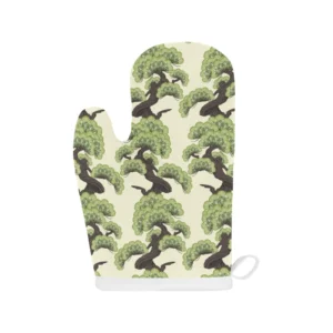 Bonsai Pattern Heat Resistant Oven Mitts Pot Holders Set