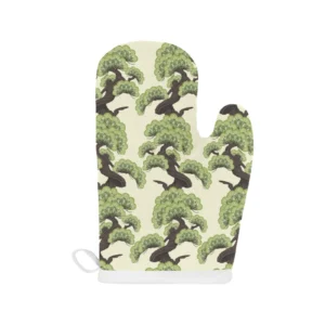 Bonsai Pattern Heat Resistant Oven Mitts Pot Holders Set