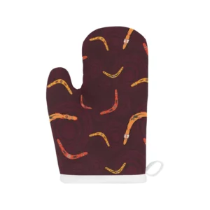Boomerang Australian Aboriginal Ornament Circle Heat Resistant Oven Mitts Pot Holders Set