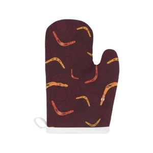 Boomerang Australian Aboriginal Ornament Circle Heat Resistant Oven Mitts Pot Holders Set
