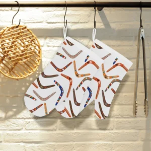 Boomerang Australian Aboriginal Ornament Pattern Heat Resistant Oven Mitts Pot Holders Set