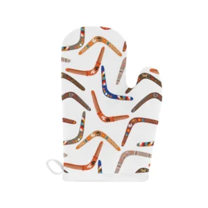 Boomerang Australian Aboriginal Ornament Pattern Heat Resistant Oven Mitts Pot Holders Set