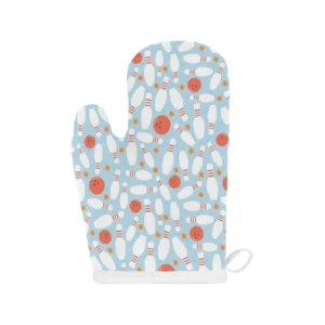 Bowling Ball Bowling Pins Blue Background Heat Resistant Oven Mitts Pot Holders Set