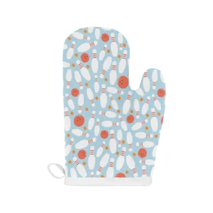Bowling Ball Bowling Pins Blue Background Heat Resistant Oven Mitts Pot Holders Set