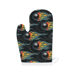 Bowling Balls Flame Pattern Heat Resistant Oven Mitts Pot Holders Set