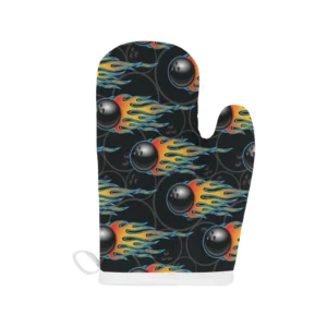 Bowling Balls Flame Pattern Heat Resistant Oven Mitts Pot Holders Set