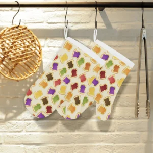 Bread Toast Pattern Print Design 02 Heat Resistant Oven Mitts Pot Holders Set