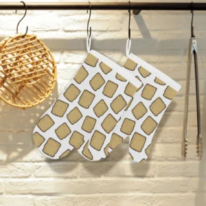Bread Toast Pattern Print Design 03 Heat Resistant Oven Mitts Pot Holders Set